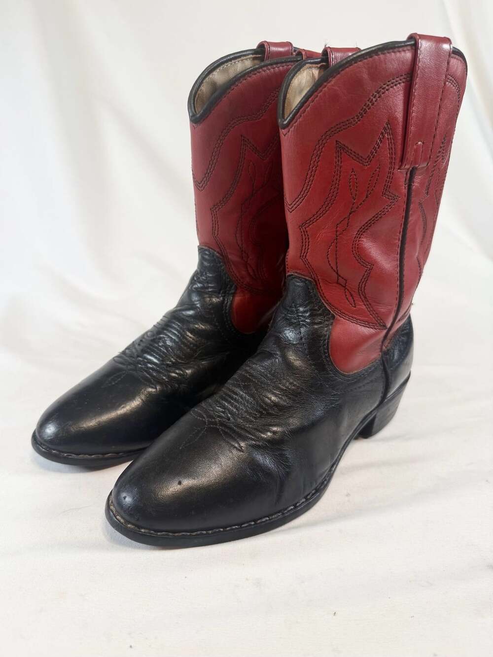 Ferrini P's Kids Size 13.5 Black Red Leather Western Cowboy Boots Girls Boys You